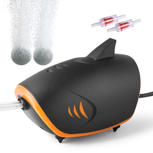 HITOP 4W 110GPH Powerful Aquarium Air Pump, Quiet 2-outlets Aquarium Aerator, Adjustable Fish Tank Air Pump with Accessories, for 20-200 Gallon Tank, with ON/Off Button - style: 4W