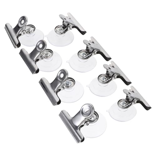 Amosfun 8pcs Suction Cup Clip Smooth Surface Mounted Small Clamp for Holding Signs Memos Fish Feeding Tool Veggie Feed Holder Underwater Fish Feeder
