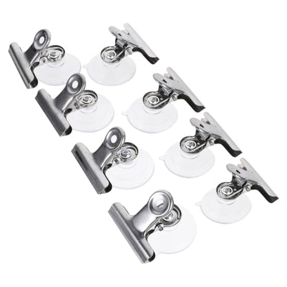 Amosfun 8pcs Suction Cup Clip Smooth Surface Mounted Small Clamp for Holding Signs Memos Fish Feeding Tool Veggie Feed Holder Underwater Fish Feeder