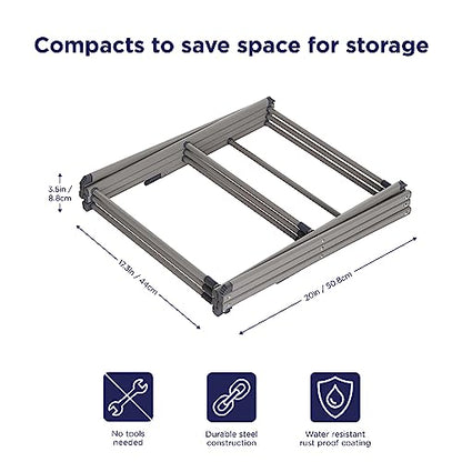 BLACK+DECKER 3 Tier Expandable Collapsing Foldable Laundry Rack for Air Drying Clothing, Space Saving Heavy Duty Lightweight Metal Drying Rack, Grey - color: Gray