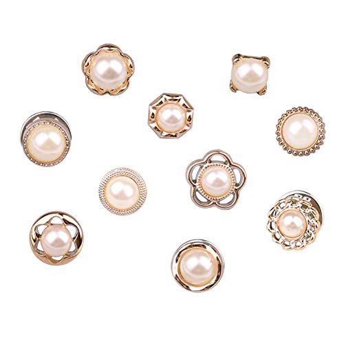 Joyci 10-Pack Women Shirt Brooch Buckle Lapel Pins Neckline Safety - color: Pearl