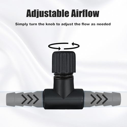15 Pcs Aquarium Air Control Valves for 3/16-Inch (4mm) Airline Tubing | 3/16" Id, Adjustable, Plastic T Shaped, Single Way Air Flow Regulator, Fish Tank Air Pumps, Aquarium Setups, Black