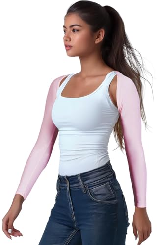 OutdoorEssentials Arm Sleeves for Women - Golf UV Shawl with Sleeves - Workout Shrug Bolero - Arm Tights for Sun Protection - color: Pink, size: Medium