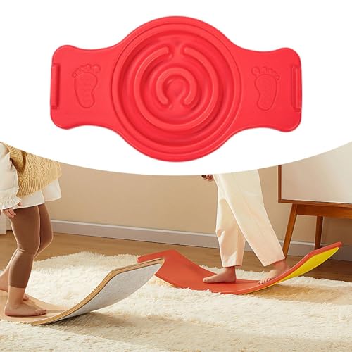 predolo Balance Board Maze Rocking Seesaw Sensory Training,Professional,Multipurpose,Labyrinth disks Wobble Board for Surfing Kids, Red