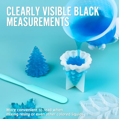 Silicone Resin Mixing 1L Measuring Cup Set for Resin Supplies, Easy-to-Read Marks, 1000ml/32oz Large Cup, Thickened Reusable Silicone Cups for Epoxy Mixing, Jewelry Making - size: 1*1000ml (Black Marks)