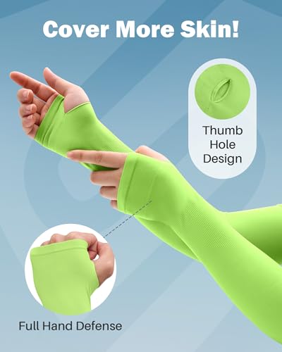 Arm Sleeves for Men Women UV Sun Protection Compression Arm Warmer Tattoo Cover Up, Sports Golf Cooling Sleeves - color: 1 Pair_shiny Green