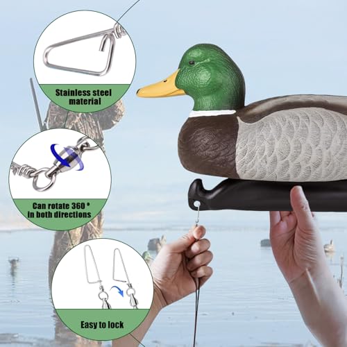 Texas Duck Decoy Rigs Weights Tangle Free Duck Hunting Decoy Rigs with A Large Gold Padded Carabiner, Waterfowl Decoy Rigs Anchors for Duck Hunting 12pack - color: 6OZ 48In