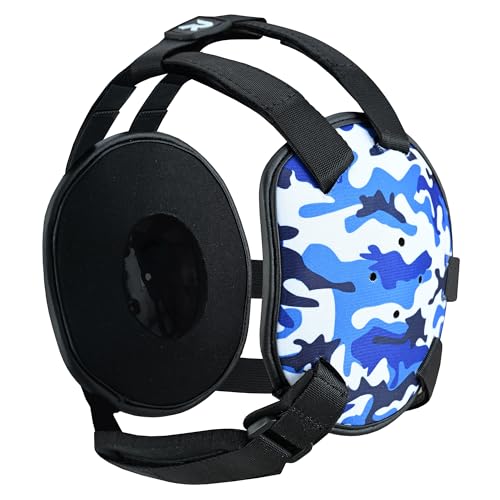ROAR-INT Kid's Ear Guard BJJ Grappling Head Guard Adjustable Wrestling Headgear For Boys and Girls Earguard MMA Jiu Jitsu (Blue-Camo) - color: Blue-camo