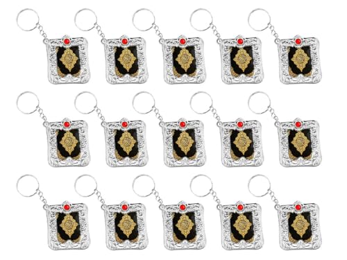 Anlising 15PCS Mini Quran Keychain, Mini Quran Book Key Chain, Muslim Keychain, Islamic Hanging Key-Ring, for Bag, Purse - color: Silvery