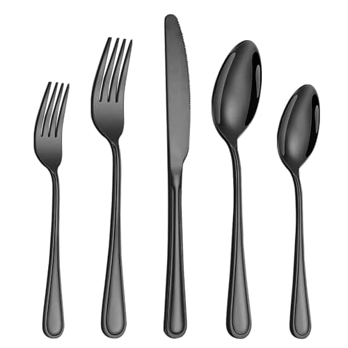 Silverware Set,20-Piece Stainless Steel Flatware Set for 4 - style: 20pcs Double-stripe