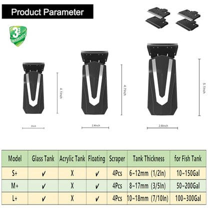 Carefree Fish Aquarium Starship Troopers Magnetic Cleaner Stainless Steel Blades 4Pcs for Size M and L - size: ML