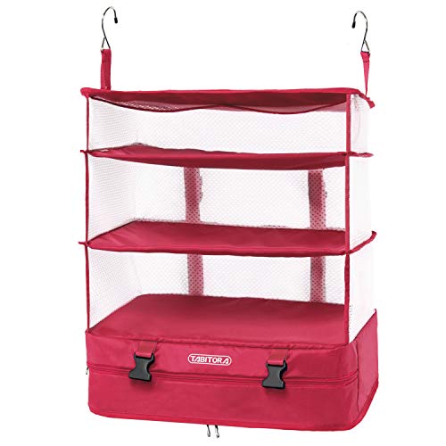 TABITORA Portable Hanging Travel Shelves Bag Packing Cube Organizer Suitcase Storage Large Capacity - color: Rose, size: Large