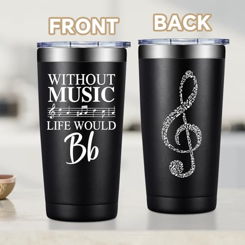 Fufandi Music Lover Gifts for Men Male, Him, Music Teacher Gift - Gifts for Musical Lovers, Musician Tumbler Gift - Tumbler Cup 20oz - color: Music Life Black