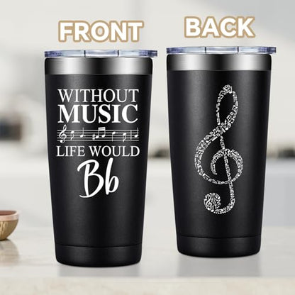 Fufandi Music Lover Gifts for Men Male, Him, Music Teacher Gift - Gifts for Musical Lovers, Musician Tumbler Gift - Tumbler Cup 20oz - color: Music Life Black