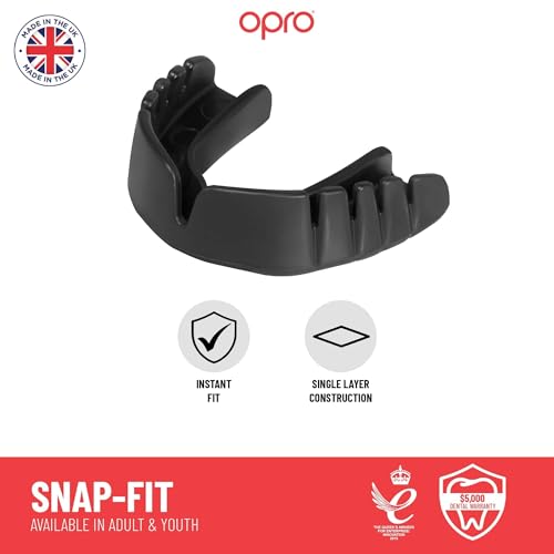 OPRO Snap-Fit Mouth Guard with Strap Instant Fit (Pink) Adult Boxing Mouthguard for MMA & Impact Sports, Impact-Resistant Football Mouth Guard for Sports, Hockey & Rugby - Includes Case - size: Youth (Under 11)