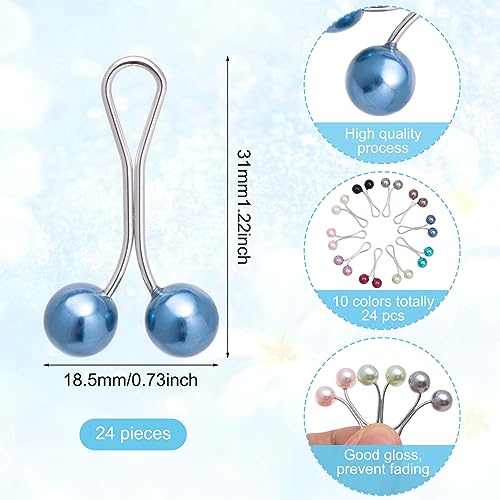 Joez Wonderful 24pc Cute Pearl Hijab Pins for Women, Shawl Scarf Clips & Pins for Muslim Hijab and Wedding Dress - color: 24pcs, 10 Colors