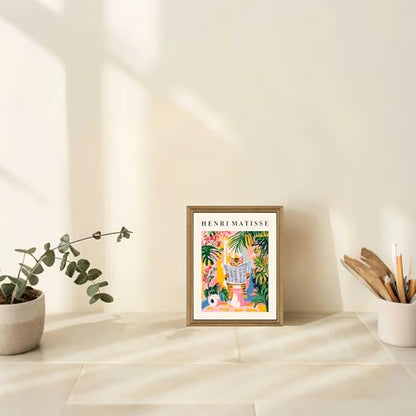 ICHZUMW Framed Funny Tabby Cat Matisse Canvas Bathroom Wall Art, 8x10 In - color: Matisse Reader, size: 10"L x 8"W