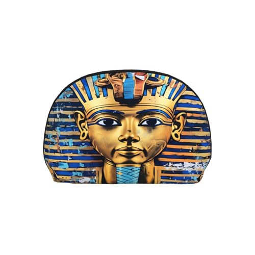 Egyptian Pharaoh 2-Piece Shell Makeup Bag Set, Large Capacity Travel Cosmetic Bag For Women With Zipper, Waterproof Polyester Toiletry Organizer Pouch For Purse, Travel, Gym & Daily Use - color: Egyptian Pharaoh