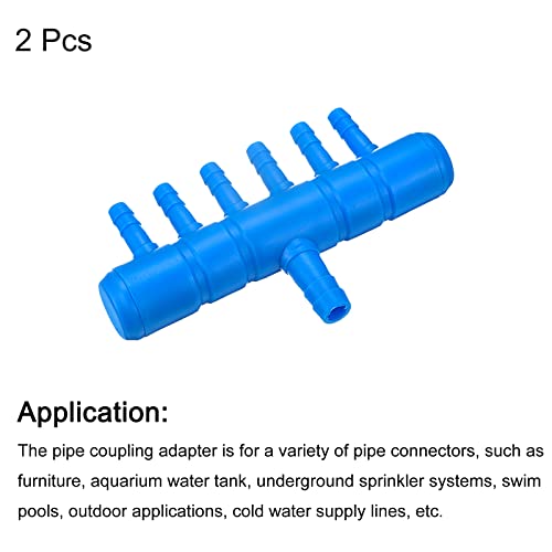 uxcell 2Pcs 8mm to 5.5mm 6 Ways Air Line Tubing Splitter Connector Fish Tank Oxygen Pipe Air Tubing Adapter for Aquarium, Blue - style: 6 Ways