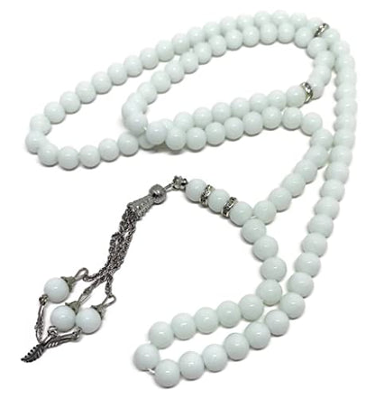 Muslim Tasbih 99 Bead AMN-325 Islam Car Mirror Hanging Ornament Prayer Rosary Misbaha Colorful Design Islamic Religion Eid Ramadan Gift (White) - color: White