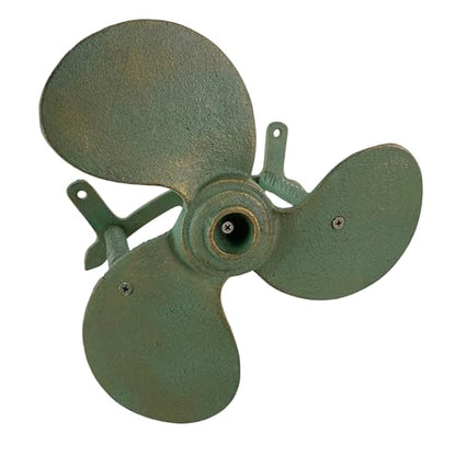 Zeckos Garden Hose Holder Boat Propeller 10.25 Inch Cast Iron Verdigris | Nautical Wall Design, Holds Up to 75 Feet, 6.5 Inch Deep, Three-Bolt Hardware Included - color: Boat Propeller - Green