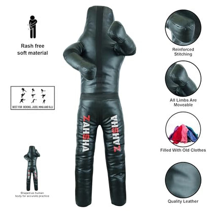 BJJ Wrestling Grappling Throwing Dummy Bag, Unfilled, PU Leather
