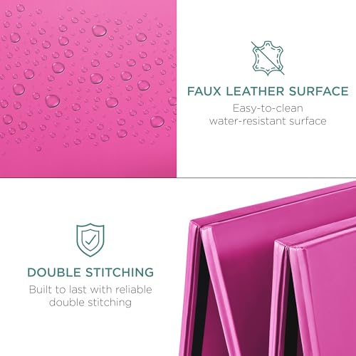 Best Choice Products 10ftx4ftx2in Folding Gym Mat 4-Panel Exercise Gymnastics Aerobics Workout Fitness Floor Mats w/Carrying Handles - color: Pink w/Beam