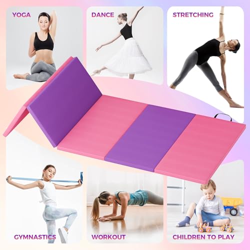 4-Fold Folding Gym Mat, 6x8 Feet 2-Inch Thick Extra Firm, High Density Tumbling Exercise Mat for Home Gym, Gymnastics, Martial Arts, Yoga & Pilates, Non-Slip Portable Floor Mat - color: Five-fold cushion