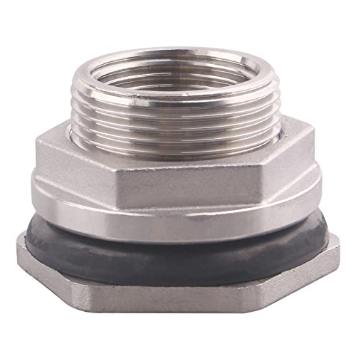 DERNORD 3/4” Female Bulkhead Water Tank Connector Stainless Steel Bulkhead Fittings - size: 3/4 Inch, style: Pack of 1