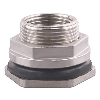 DERNORD 3/4” Female Bulkhead Water Tank Connector Stainless Steel Bulkhead Fittings - size: 3/4 Inch, style: Pack of 1