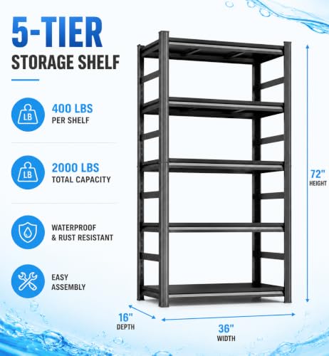 PRESTELION Aquarium Stand Fish Tank Stand 2000LBS Adjustable Metal Shelving | Storage Shelves Heavy Duty Display Shelves Utility Shelf for Turtle Tank, Reptile Terrarium, 72"H × 36"W × 16"D, Black - size: NewGen 72"H×36"W×16"D
