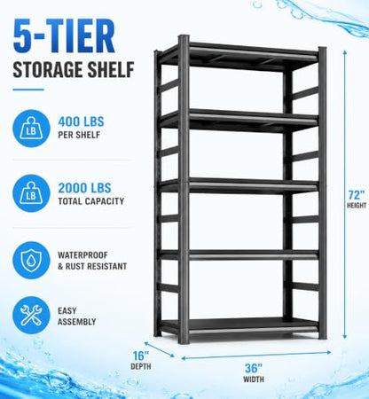 PRESTELION Aquarium Stand Fish Tank Stand 2000LBS Adjustable Metal Shelving | Storage Shelves Heavy Duty Display Shelves Utility Shelf for Turtle Tank, Reptile Terrarium, 72"H × 36"W × 16"D, Black - size: NewGen 72"H×36"W×16"D