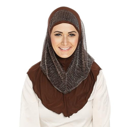 Instant Hijab for Women and Muslim Girls - Soft Scarf Easy to Wear Headscarf - Spun Gold Jilbab Daily Islamic 1pc - color: A Coffee