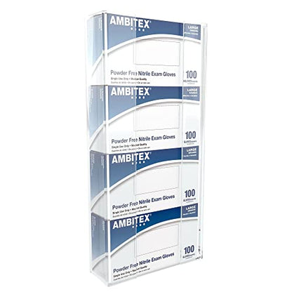 Kantek Wall Mounted Acrylic Glove Box Holder Dispenser, 4 Box Capacity, for Use in Food Service, Healthcare, Hospitals, Restaurants, 10.3" x 3.8" x 21.3", Clear - size: Quadruple