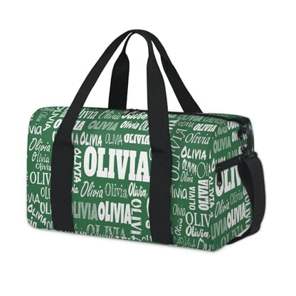 Custom Dance Bag with Name, Personalized Large Sports Duffle Bag Gym Cheer Bag for Travel, Solid Dark Green - color: Forest Green