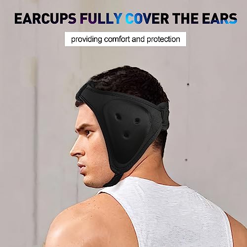 Gelozid Adjustable Wrestling Headgear for BJJ, MMA Grappling and Training, Ear Guard and Cauliflower Protection Helmet - color: Black