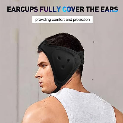 Gelozid Adjustable Wrestling Headgear for BJJ, MMA Grappling and Training, Ear Guard and Cauliflower Protection Helmet - color: Black