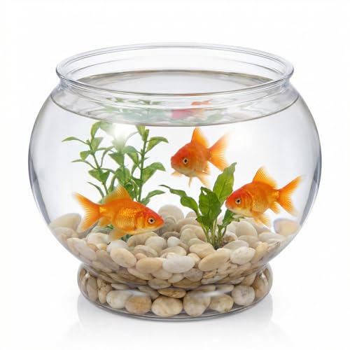 Mini Plastic Fish Bowl 38 oz Decorative Small Fish Tank Round Plastic Fishbowl Unbreakable Aquarium Starter Kit for Hydroponic Planter Centerpiece Vases Party Decorations