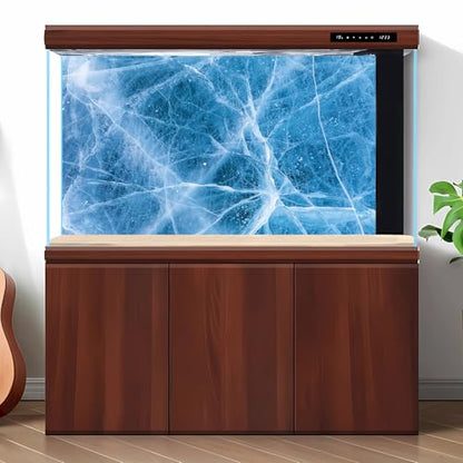 Winter Natural Blue Ice Texture Fish Tank Background Wintry Frozen Lake Aquarium Background Abstract White Ice Cracks Pattern Terrarium Backgrounds Bearded Dragon Tank Backgrounds 24x12in - color: Ice Blue, size: 24(W)x12(H)inches/ 60(W)*30cm(H)