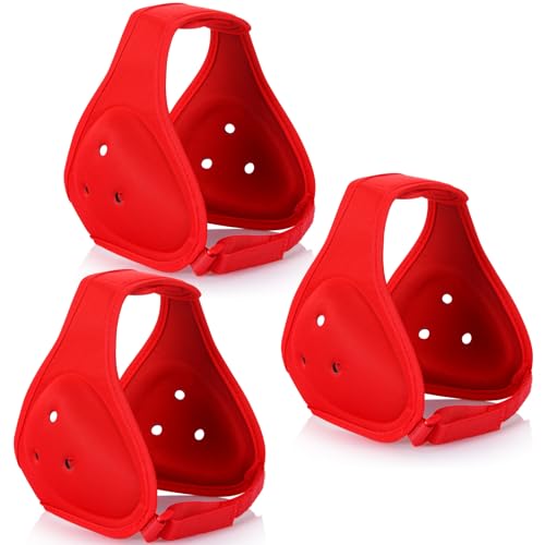 Jerify 3 Pcs Wrestling Headgear for Kids Youth Soft Grappling Headgear Wrestling Adjustable Ear Guard Protective(Red) - color: Red