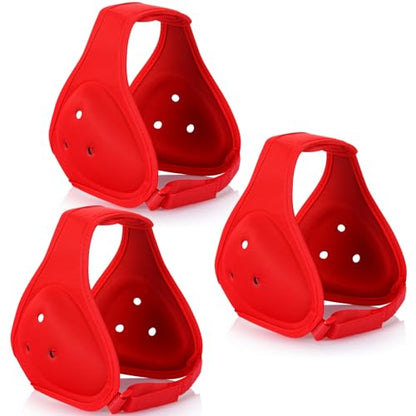 Jerify 3 Pcs Wrestling Headgear for Kids Youth Soft Grappling Headgear Wrestling Adjustable Ear Guard Protective(Red) - color: Red