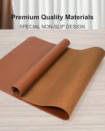 Leather Mouse Pad & Desk Blotter Mat - Non-Slip PU Laptop Desk Pad, Waterproof Writing Pad for Office & Home (Brown, 36" x 17") - color: Brown, size: 36" x 17"
