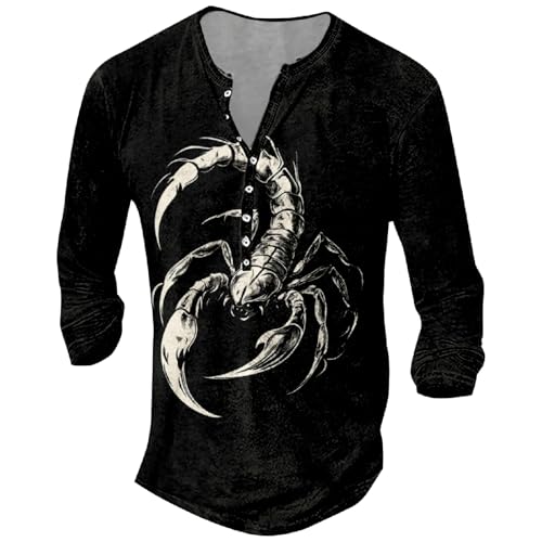 MARSVOVO Long Sleeve Shirts for Men Graphic Henley Shirts Tops Big and Tall Slim Button Up T Shirts Blouses - color: Za Colorful, size: Small