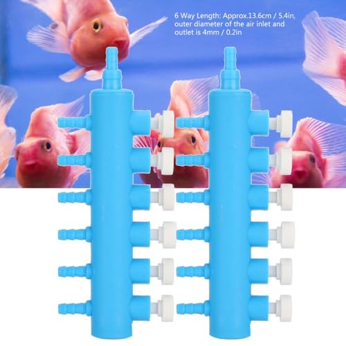 2Pcs 4mm Adapter Connector Plastic Distributor Aquarium Air Pump Splitter for Fish Tank Oxygen Tubing(6 Way) - style: 6 Way