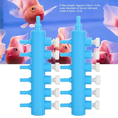 2Pcs 4mm Adapter Connector Plastic Distributor Aquarium Air Pump Splitter for Fish Tank Oxygen Tubing(6 Way) - style: 6 Way