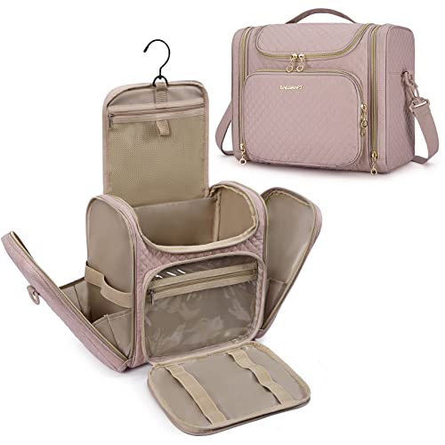 BAGSMART Women's Travel Toiletry Bag, Water-resistant Large Capacity, Pink - color: Pink