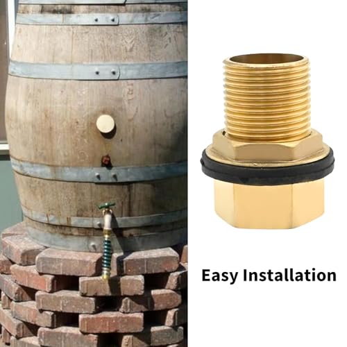 Anxingo 1/2 Inch External Thread & Internal Thread Bulkhead Fittings, Brass Bulkhead Water Tank Connector for Swimming Pools Pipelines Water Tanks Aquariums