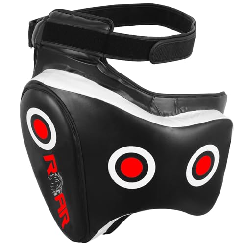 ROAR-INT MMA Thigh Pad Kickboxing Muay Thai Pads Boxing Leg Guard MMA, Punching, Taekwondo, Martial Arts Training Kick Leg Protector Guard - color: White-Black, size: Right-Leg