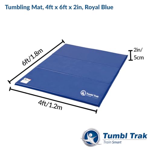 Tumbl Trak Gymnastics Folding Tumbling Panel Mat - color: Royal Blue, size: 4'x6'x2"