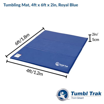 Tumbl Trak Gymnastics Folding Tumbling Panel Mat - color: Royal Blue, size: 4'x6'x2"